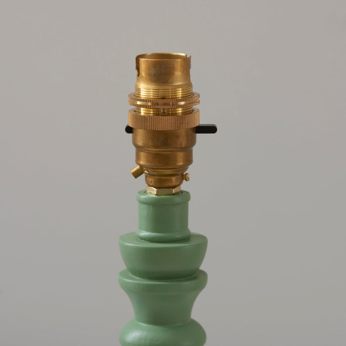 2 PACK Table Lamp Base Only - Satin Cotswold green paint & brushed aged brass plate - 7W LED B22