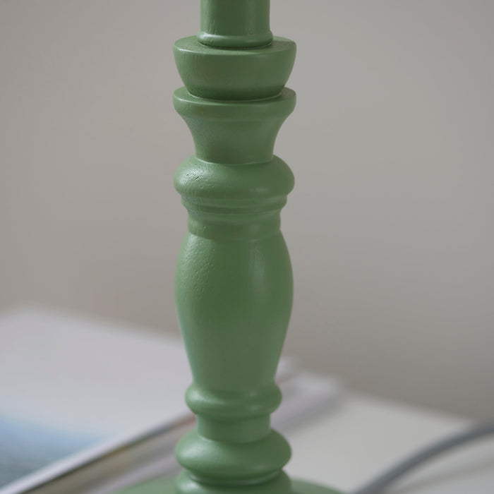 Table Lamp Base Only - Satin Cotswold green paint & brushed aged brass plate - 7W LED B22