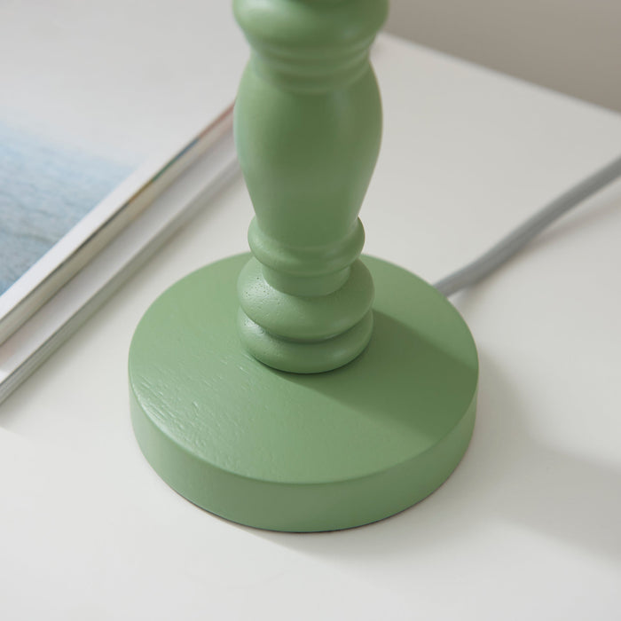 2 PACK Table Lamp Base Only - Satin Cotswold green paint & brushed aged brass plate - 7W LED B22