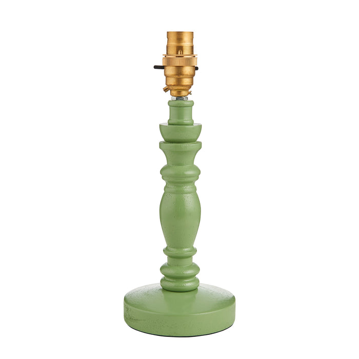 Table Lamp Base Only - Satin Cotswold green paint & brushed aged brass plate - 7W LED B22