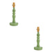2 PACK Table Lamp Base Only - Satin Cotswold green paint & brushed aged brass plate - 7W LED B22