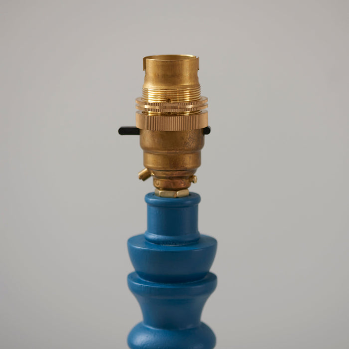 Table Lamp Base Only - Satin marlin blue paint & brushed aged brass plate - 7W LED B22