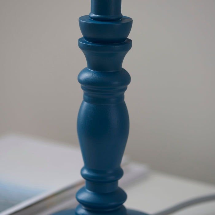 Table Lamp Base Only - Satin marlin blue paint & brushed aged brass plate - 7W LED B22