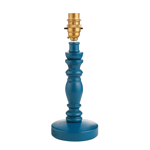 Table Lamp Base Only - Satin marlin blue paint & brushed aged brass plate - 7W LED B22