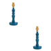 2 PACK Table Lamp Base Only - Satin marlin blue paint & brushed aged brass plate - 7W LED B22
