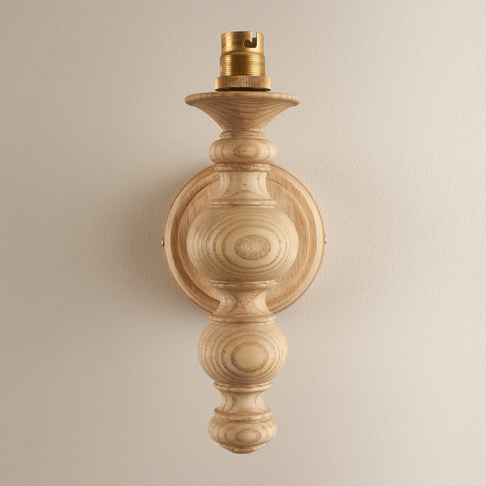 Dimmable Wall Light - Natural ash & brushed aged brass plate - Classic Wood Sconce