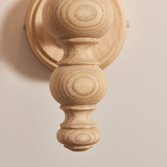 Dimmable Wall Light - Natural ash & brushed aged brass plate - Classic Wood Sconce