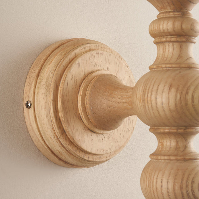 Dimmable Wall Light - Natural ash & brushed aged brass plate - Classic Wood Sconce