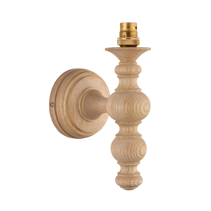 Dimmable Wall Light - Natural ash & brushed aged brass plate - Classic Wood Sconce