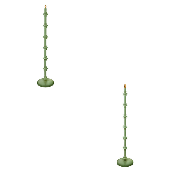 2 PACK 1380mm Tall Floor Lamp - Satin Cotswold green paint - Trendy Pastel Base Only - 10W LED B22