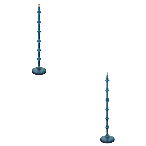 2 PACK 1380mm Tall Floor Lamp - Satin marlin blue paint - Trendy Pastel Base Only - 10W LED B22