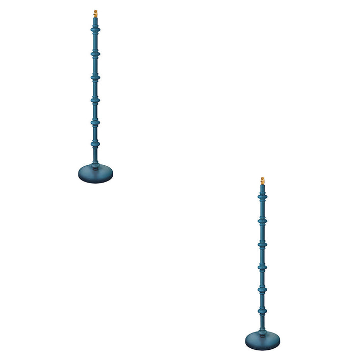2 PACK 1380mm Tall Floor Lamp - Satin marlin blue paint - Trendy Pastel Base Only - 10W LED B22