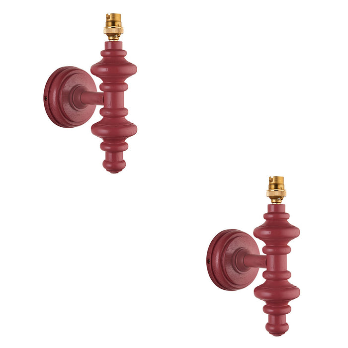 2 PACK Dimmable Wall Light - Satin pink clay painted Wood - Trendy Sconce