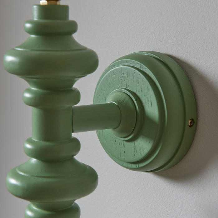 Dimmable Wall Light - Satin Cotswold green painted Wood - Trendy Sconce