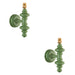 2 PACK Dimmable Wall Light - Satin Cotswold green painted Wood - Trendy Sconce