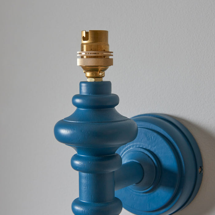 2 PACK Dimmable Wall Light - Satin marlin blue painted Wood - Trendy Sconce