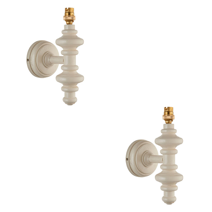 2 PACK Dimmable Wall Light - Satin almond white painted Wood - Trendy Sconce