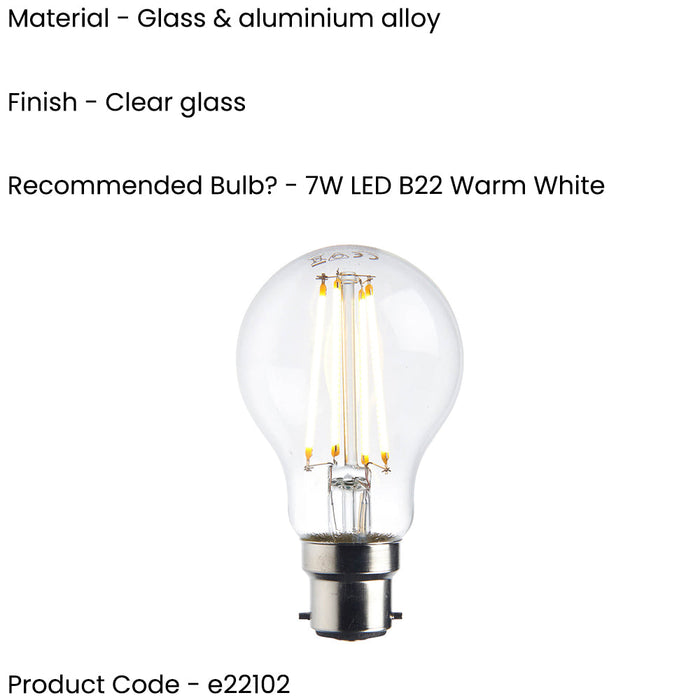 7W Dimmable B22 GLS LED Light Bulb - Warm White 2700K 806 Lumens