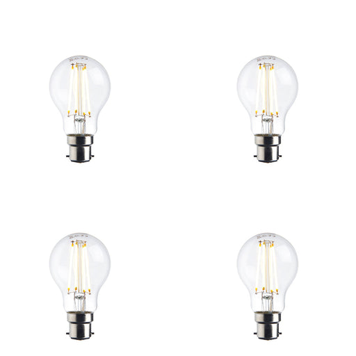 4 PACK 7W Dimmable B22 GLS LED Light Bulb - Warm White 2700K 806 Lumens