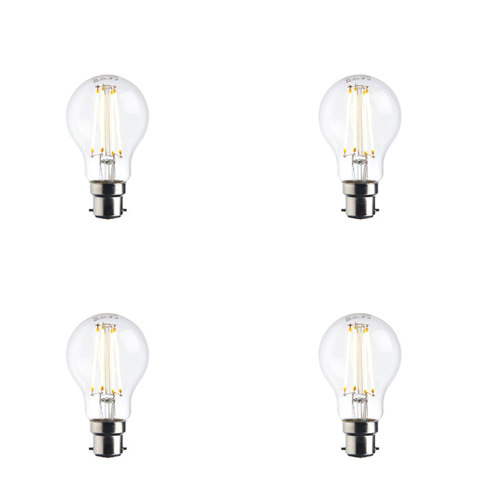 4 PACK 7W Dimmable B22 GLS LED Light Bulb - Warm White 2700K 806 Lumens
