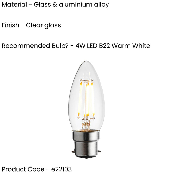 2 PACK 4W Dimmable B22 CANDLE LED Light Bulb - Warm White 2700K 470 Lumens