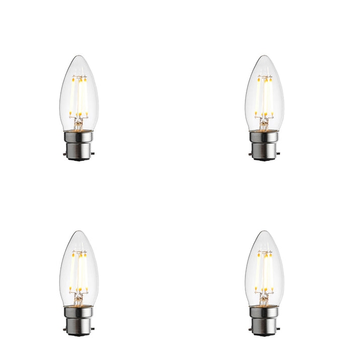 4 PACK 4W Dimmable B22 CANDLE LED Light Bulb - Warm White 2700K 470 Lumens