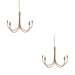 2 PACK Hanging Ceiling Pendant Light - Brushed aged brass plate - 5 x 7W LED B22