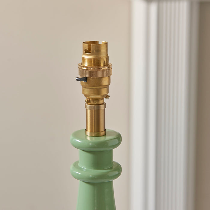 2 PACK Table Lamp Base Only - Cotswold green & warm brass plate - 10W LED B22