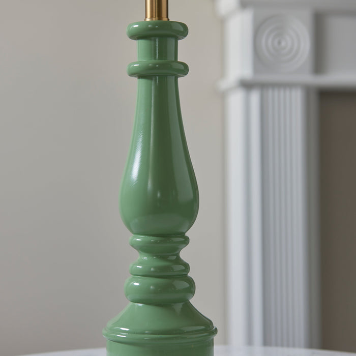 Table Lamp Base Only - Cotswold green & warm brass plate - 10W LED B22
