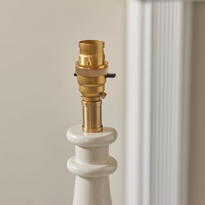 Table Lamp Base Only - Almond white & warm brass plate - 10W LED B22