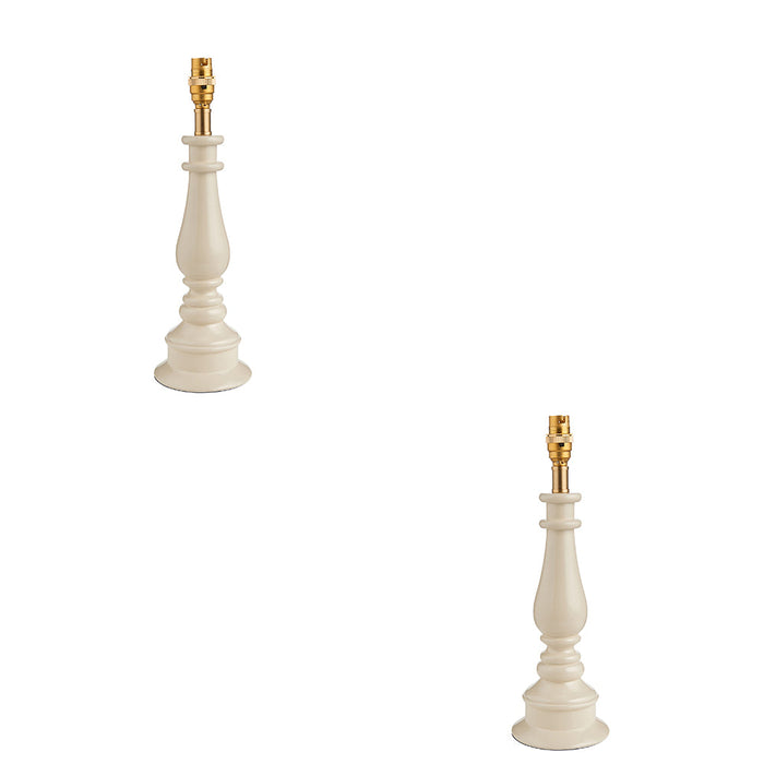 2 PACK Table Lamp Base Only - Almond white & warm brass plate - 10W LED B22
