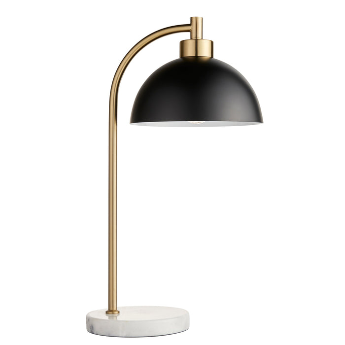 Table Lamp Task Light - Matt black, antique brass plate & grey marble - 10W LED E27