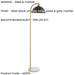 1450mm Tall Floor Lamp - Matt black, antique brass plate & grey marble - 10W LED E27