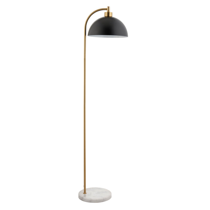 2 PACK 1450mm Tall Floor Lamp - Matt black, antique brass plate & grey marble - 10W LED E27