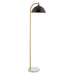 1450mm Tall Floor Lamp - Matt black, antique brass plate & grey marble - 10W LED E27