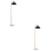 2 PACK 1450mm Tall Floor Lamp - Matt black, antique brass plate & grey marble - 10W LED E27