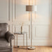 2 PACK 1500mm Tall Floor Lamp - Brushed chrome plate & natural linen - 10W LED E27