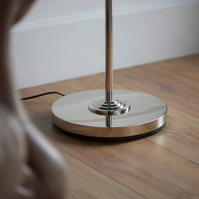 1500mm Tall Floor Lamp - Brushed chrome plate & natural linen - 10W LED E27