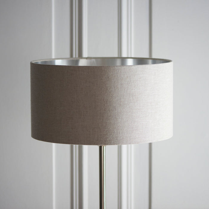 1500mm Tall Floor Lamp - Brushed chrome plate & natural linen - 10W LED E27
