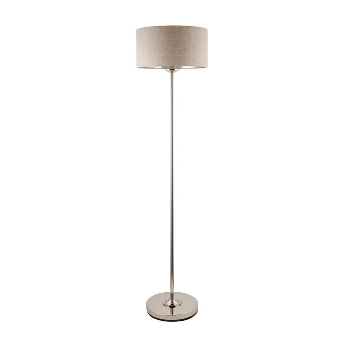 1500mm Tall Floor Lamp - Brushed chrome plate & natural linen - 10W LED E27