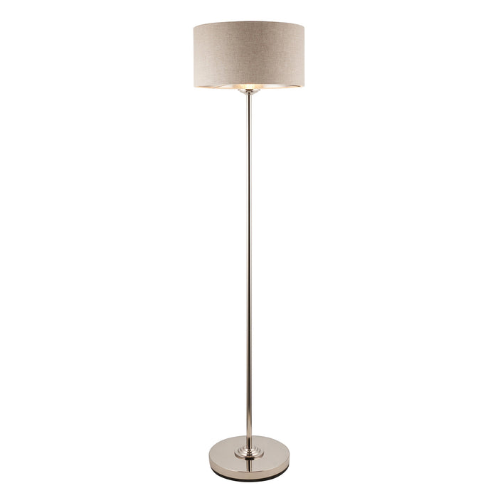 1500mm Tall Floor Lamp - Brushed chrome plate & natural linen - 10W LED E27