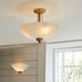 2 PACK Dimmable Wall Light - Brushed aged brass plate & white glass - Classic Bowl Shade