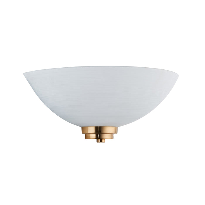 2 PACK Dimmable Wall Light - Brushed aged brass plate & white glass - Classic Bowl Shade