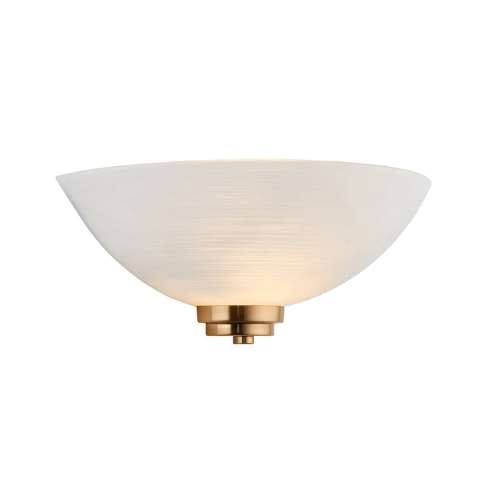Dimmable Wall Light - Brushed aged brass plate & white glass - Classic Bowl Shade