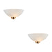 2 PACK Dimmable Wall Light - Brushed aged brass plate & white glass - Classic Bowl Shade