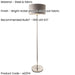 1500mm Tall Floor Lamp - Bright nickel plate & charcoal fabric - 10W LED E27