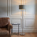 1500mm Tall Floor Lamp - Bright nickel plate & charcoal fabric - 10W LED E27