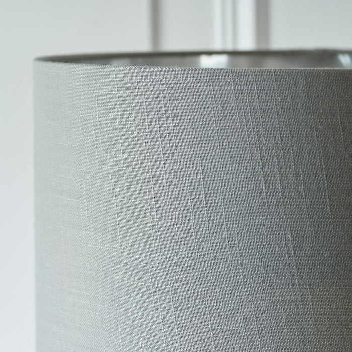 1500mm Tall Floor Lamp - Bright nickel plate & charcoal fabric - 10W LED E27