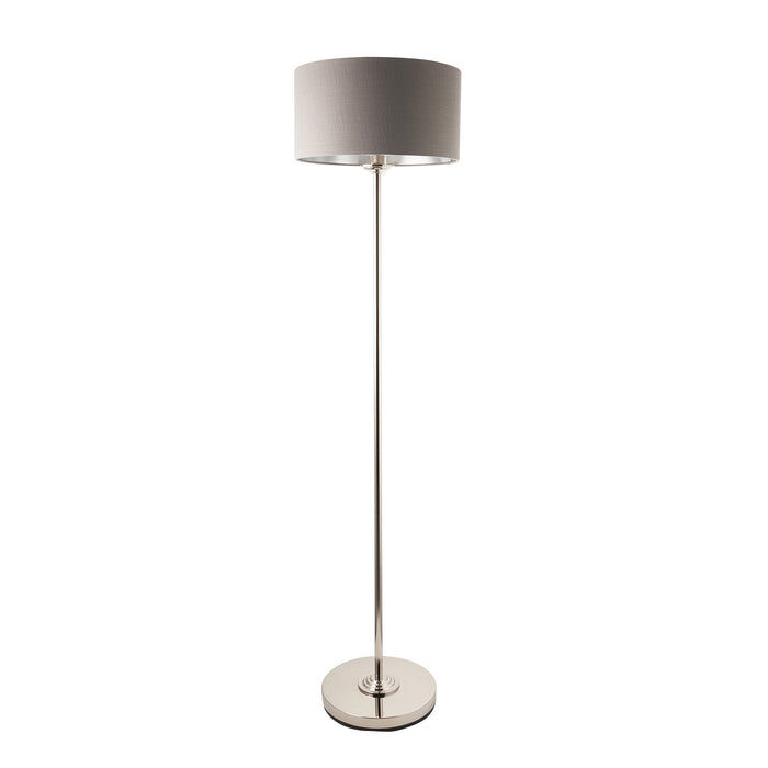 1500mm Tall Floor Lamp - Bright nickel plate & charcoal fabric - 10W LED E27