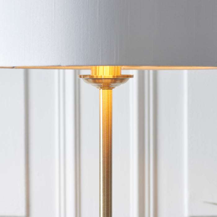 2 PACK 1500mm Tall Floor Lamp - Antique brass plate & vintage white fabric - 10W LED E27